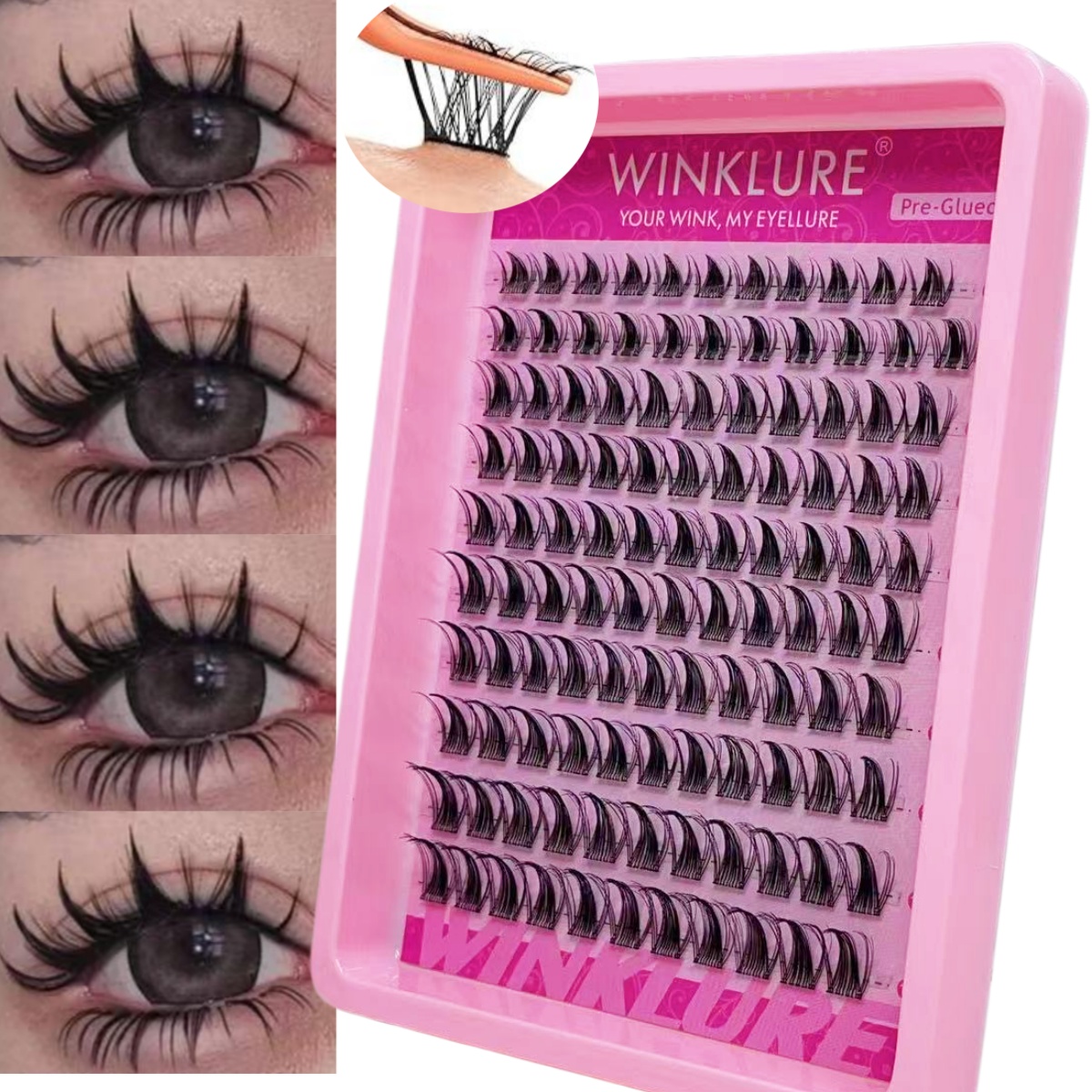 Eyelash Extension Anime - WINKLURE Self-Adhesive False Eyelash Clusters Glue-Free