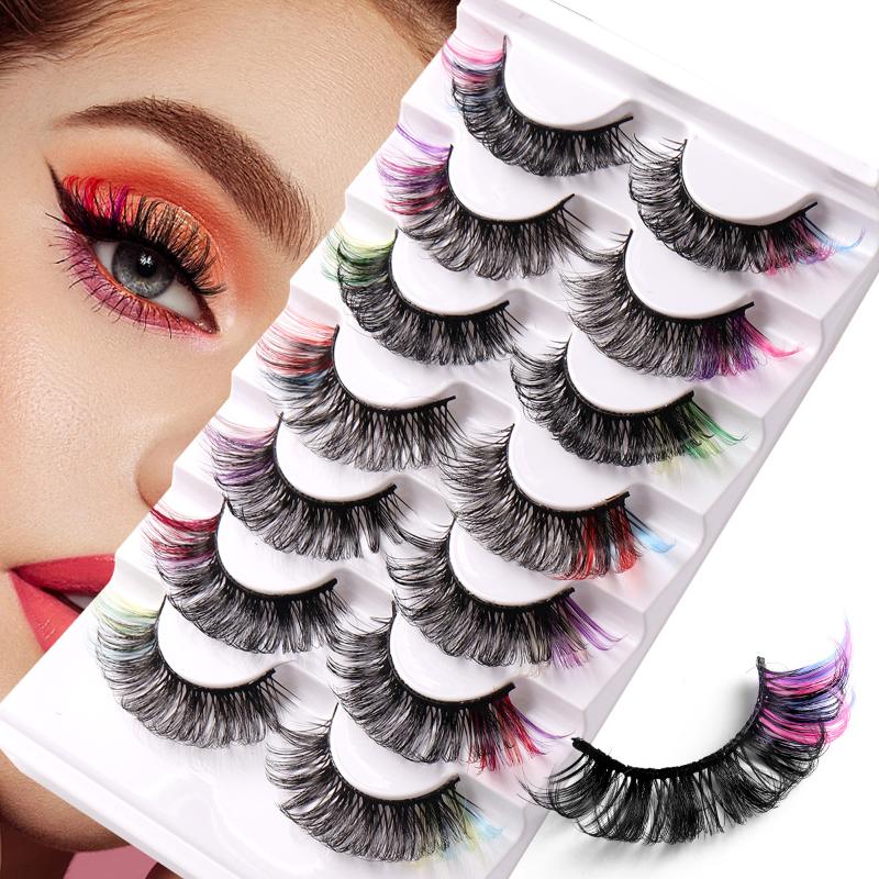 7 Pairs Colorful False Eyelash - Eyelash Extension Cluster ulasan dan harga